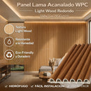 Panel WPC acanalado redondo color madera clara