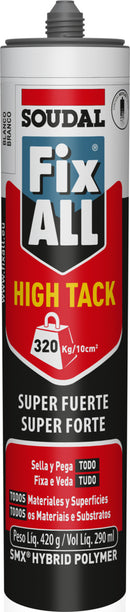 Fix All High Tack SOUDAL (Viscocidad Baja) Pegamento Alta Adherencia Y Resistencia Blanco  290Ml