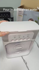 Ventilador De Aire Acondicionado Portátil. Para Agua Y Hielo Humidificador Pequeño 600Ml. Difusor De Aroma. Abanico De Escritorio. Color Negro.