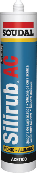 SOUDAL Silirub AC Transparente Silicona Acetica Sellado General De Vidrio De Alumnio 280Ml
