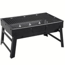 Vista 3 de parrillera portátil de carbón con patas plegables de 43 × 29 × 22 cm