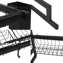 Vista 4 de escurridor organizador para fregadero color negro de 85 × 28 × 52 cm