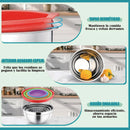 Vista 3 de set de 5 tazones de acero inoxidable con tapa de 18 a 26 cm