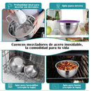 Vista 4 de set de 5 tazones de acero inoxidable con tapa de 18 a 26 cm