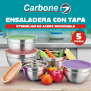 Vista 5 de set de 5 tazones de acero inoxidable con tapa de 18 a 26 cm