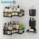 Organizador Esquinero de Baño Adhesivo Color Negro, Set de 5 Piezas