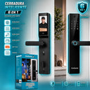 Cerradura Inteligente 6 en 1 con Cámara, Huella, Contraseña, Bluetooth, App y Llave