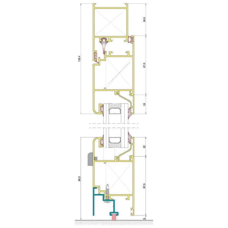 Acople Zocalo Puerta Marco Abierto. Espesor 1.4 mm. Largo 5.85 mts. Acabado Lacado Blanco.