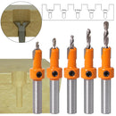 Juego De 5 Brocas HSS De Avellanado Para Carpintería De Vástago De 8Mm.