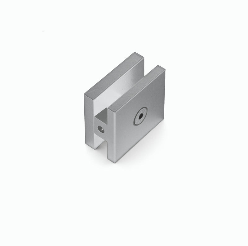 Conector Muro - Vidrio. Color Silver. Material Aluminio. Funciona para Vidrio 8-10-12 mm.