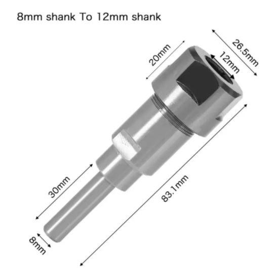 Adaptador extension para vastagos de router 8mm to 12mm