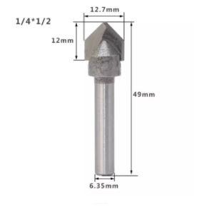 Punta de router V 90 grados 1/4*1/2". Vastago de 1/4"