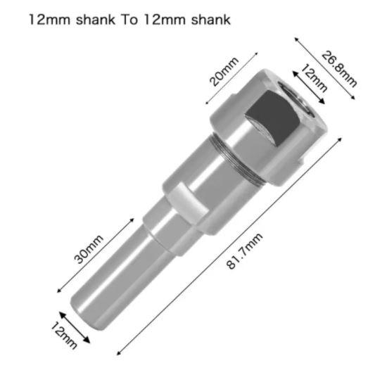 Adaptador extension para vastagos de router 12mm to 12mm