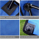 Silla plegable color azul de 50cm x 50cm x 80cm con portavasos.