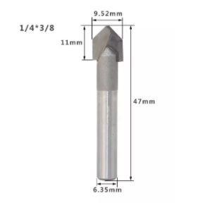 Punta de router V 90 grados 1/4*3/8". Vastago de 1/4"