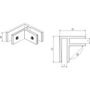 Glass clamp, 90 degree, glass to glass, AISI304, SATIN