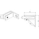 Glass clamp, 90 degree, wall to glass, AISI304, SATIN