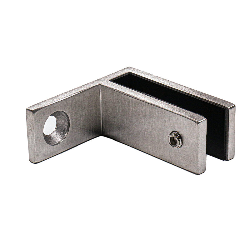 Glass clamp, 90 degree, wall to glass, AISI304, SATIN