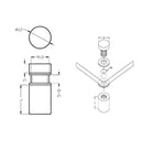 Pernos De Acero Inox. 40Mm.X25mm. Brillantes.