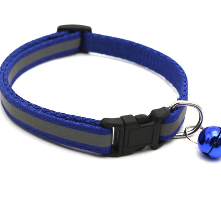 Collar reflectivo con cascabel para mascotas. Ajustable. Color Azul. 1cm de Ancho