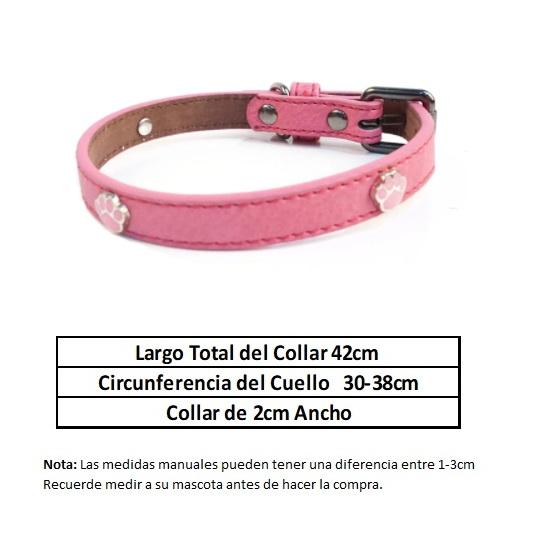 Collar de cuero para mascotas, 2cm Ancho. Color Rosado.