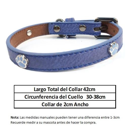Collar de cuero para mascotas, 2cm Ancho. Color Azul Navy