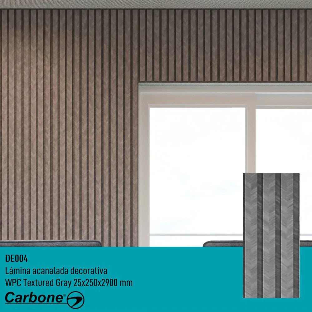 Lámina Acanalada Decorativa WPC Textured Grey. 25X195x2900 Mm– Tienda ...