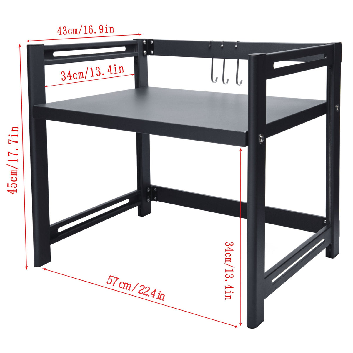 Skecten Soporte Extensible Para Horno De Microondas 2 Niveles Organizador De Cocina Estante De Almacenamiento Negro 40 64x45x365cm 68568426