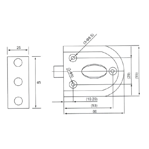 Cerradura Sin Llaves (Pasador) P/Puertas Sencillas No Req Perforacion En Vidrio 8 A 12 Mm Brillante