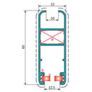 Hoja Perimetral 22X60 HV 10 Mm. Espesor 1.2 Mm. Largo 5.85 Mts. Acabado Lacado Blanco.