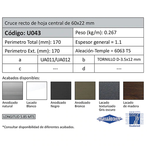 Hoja Ventana Abatible 52X65 Mm. Espesor 1.4 Mm. Largo 5.85 Mts. Acabado Lacado Madera Texturizado. (