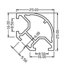 Perfil De Vitrina De 90°. Anodizado. 3 Mts. Para Vidrio 5-8 Mm.