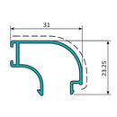 Junquillo Curvo 31 Mm. Espesor 1.1 Mm. Largo 5.85 Mts. Acabado Anodizado Bronze 15 Micron.