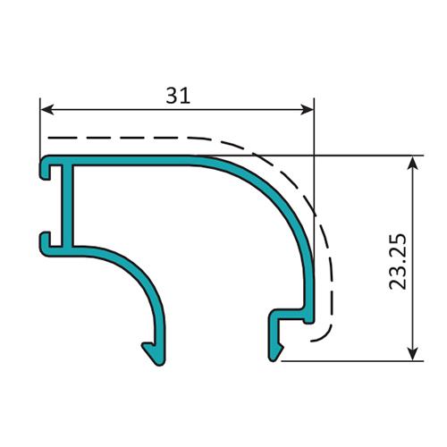 Junquillo Curvo 31 Mm. Espesor 1.1 Mm. Largo 5.85 Mts. Acabado Lacado Madera Texturizado.