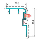 Cruce Central Hoja De 22X60mm. Espesor 1.1 Mm. Largo 5.85 Mts. Acabado Anodizado Silver 15 Micron.