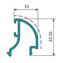 Junquillo Curvo 15 Mm. Espesor 1.1 Mm. Largo 5.85 Mts. Acabado Anodizado Negro 15 Micron. (D3-P1-A2-