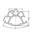 Perfil De Vitrina De 45°. Anodizado. 3 Mts. Para Vidrio 5-8 Mm.