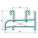 Marco Perimetral 2 Carriles 60 Mm. Espesor 1.2 Mm. Largo 5.85 Mts. Acabado Lacado Blanco.