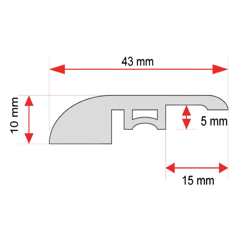 Remate final, reductor para piso SPC Ash Stone 45 x 2400 mm