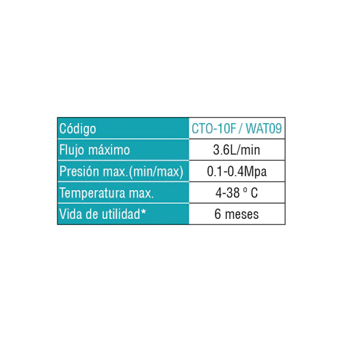 CTO-10F Filtro De Recambio Para Clear Pure (Cada 6 Meses) Filtro De Carbono