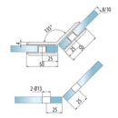 Clip Vidrio-Vidrio 135 Aleacion ZAMAC. Economico Acabado Satinado. Vida Util 2-3 Años