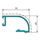 Junquillo Curvo 31 Mm Con Grapa. Espesor 1.2 Mm. Largo 5.85 Mts. Acabado Anodizado Negro 15 Micron.