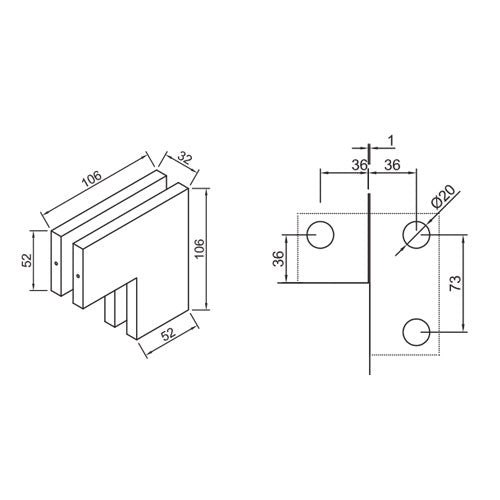 CONECTOR SUPERIOR EN L. SATINADA