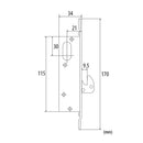 Cerradura De Gancho Para Perfil Angosto, Con Placa Aluminio, Doble Cilindro Ovalado Con 3 Llaves . C