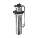 Desagüe De Lavamanos cromado 1 1/4" x 6" con tapón negro y cadena cromada NESSATI