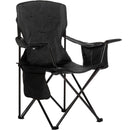 Silla plegable color negro de 45cm x 50cm x 80cm con cooler y portavasos