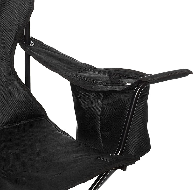 Silla plegable color negro de 45cm x 50cm x 80cm con cooler y portavasos