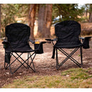 Silla plegable color negro de 45cm x 50cm x 80cm con cooler y portavasos