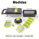 Cortador de vegetales y frutas con recipiente de almacenamiento