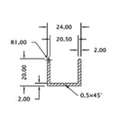Uchanel Alum. 20 Mm Glass. 3 Mts Largo. Acabado Brillante.